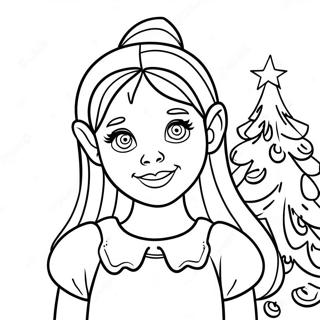 Pagina Para Colorear De Cindy Lou Who Con Arbol De Navidad 16743-14099