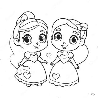 Pagina Para Colorear De Princesas De Disney Lindas Con Corazones 17014-14313