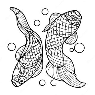 Pagina Para Colorear De Peces Koi Coloridos Nadando En Un Estanque 17024-14321