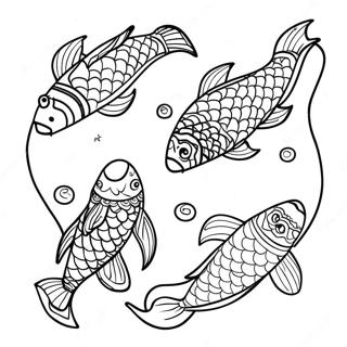 Pagina Para Colorear De Peces Koi Coloridos Nadando En Un Estanque 17024-14323