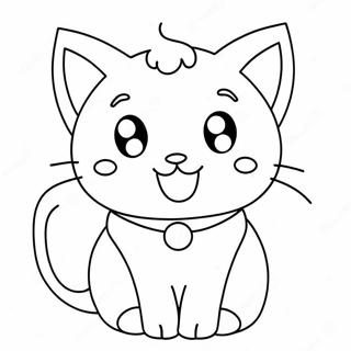 Pagina Para Colorear De Un Adorable Gato Anime Kawaii 1712-1372