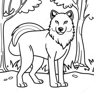 Pagina Para Colorear De Lobo Maderero Majestuoso En El Bosque 17184-14451