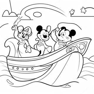 Pagina Para Colorear De Personajes Magicos De Disney En Un Crucero 17194-14457