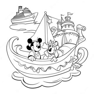 Pagina Para Colorear De Personajes Magicos De Disney En Un Crucero 17194-14459