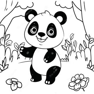 Pagina Para Colorear De La Linda Mimi Panda Jugando En El Bosque 17214-14473