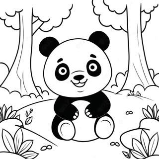 Pagina Para Colorear De La Linda Mimi Panda Jugando En El Bosque 17214-14474