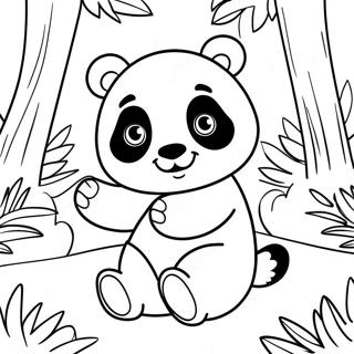 Pagina Para Colorear De La Linda Mimi Panda Jugando En El Bosque 17214-14475