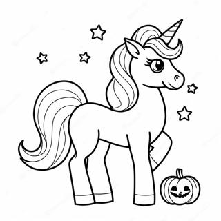 Pagina Para Colorear De Unicornio De Halloween Brillante Con Calabaza 17475-14674