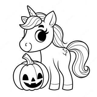 Pagina Para Colorear De Unicornio De Halloween Brillante Con Calabaza 17475-14675