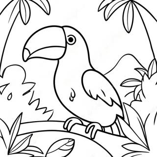 Pagina Para Colorear De Un Tucan Colorido En La Jungla Tropical 17505-14697