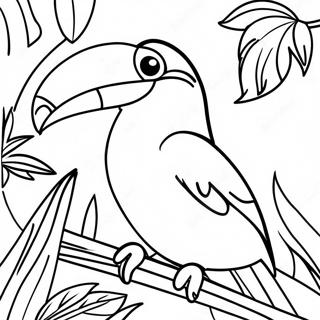 Pagina Para Colorear De Un Tucan Colorido En La Jungla Tropical 17505-14698