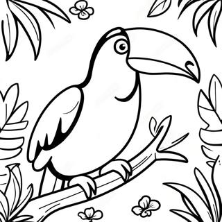 Pagina Para Colorear De Un Tucan Colorido En La Jungla Tropical 17505-14699