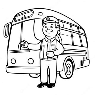 Pagina Para Colorear De Un Amigable Conductor De Autobus 17806-14929