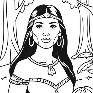 Pagina Para Colorear De Pocahontas En El Bosque 1792 1480