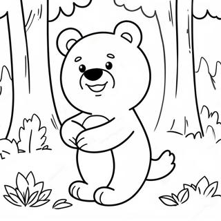 Pagina Para Colorear De Cute Hey Bear Jugando En El Bosque 17986-15073