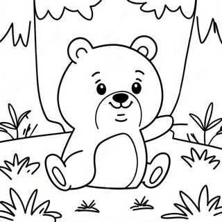 Pagina Para Colorear De Cute Hey Bear Jugando En El Bosque 17986-15074