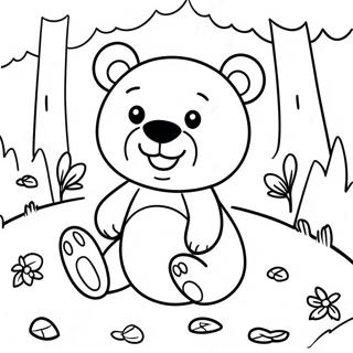 Pagina Para Colorear De Cute Hey Bear Jugando En El Bosque 17986-15076