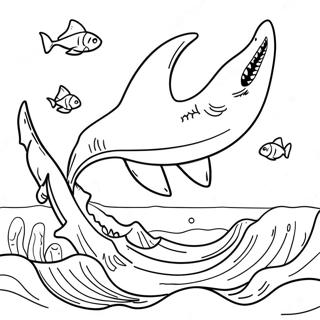 Pagina Para Colorear Del Megalodon Nadando En El Oceano 1802-1485