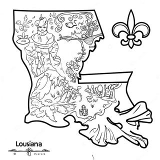 Pagina Para Colorear Del Mapa Del Estado De Louisiana 18095-15158