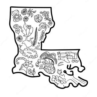 Pagina Para Colorear Del Mapa Del Estado De Louisiana 18095-15159