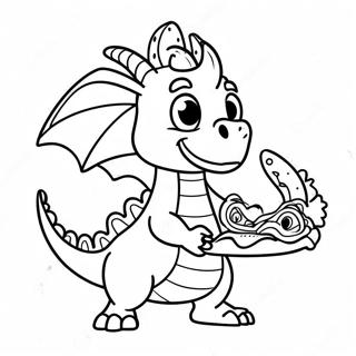 Pagina Para Colorear De Dragon Divertido Comiendo Tacos 18176-15225