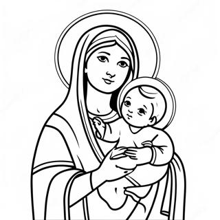 Pagina Para Colorear De La Hermosa Virgen Maria Con El Bebe Jesus 18396-15411