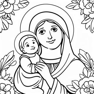 Pagina Para Colorear De La Hermosa Virgen Maria Con El Bebe Jesus 18396-15412