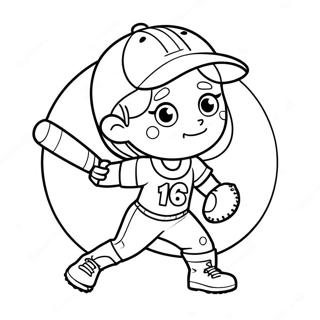 Pagina Para Colorear De Jugador De Softball Adorable 18646-15609