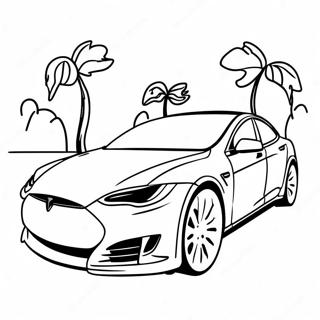 Pagina Para Colorear Del Tesla Model S En Movimiento 1872-1542