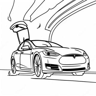 Pagina Para Colorear Del Tesla Model S En Movimiento 1872-1543