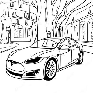 Pagina Para Colorear Del Tesla Model S En Movimiento 1872-1544