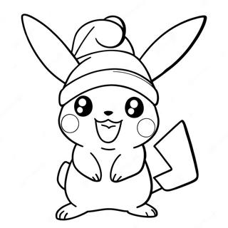 Pagina Para Colorear De Pikachu Con Un Gorro De Santa 1882-1550