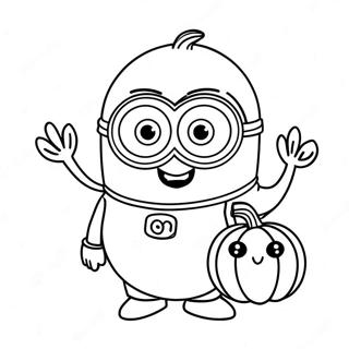 Pagina Para Colorear De Minion De Halloween Lindo Con Calabaza 18889-15801