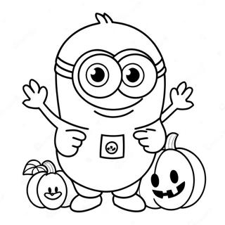 Pagina Para Colorear De Minion De Halloween Lindo Con Calabaza 18889-15802