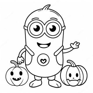 Pagina Para Colorear De Minion De Halloween Lindo Con Calabaza 18889-15804