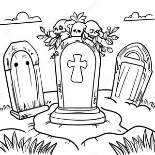 Pagina Para Colorear De Una Escena De Cementerio 18988-15880