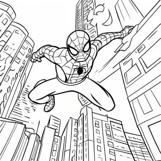 Pagina Para Colorear De Spider Man Balanceandose Por La Ciudad 19219-16065