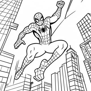 Pagina Para Colorear De Spider Man Balanceandose Por La Ciudad 19219-16066