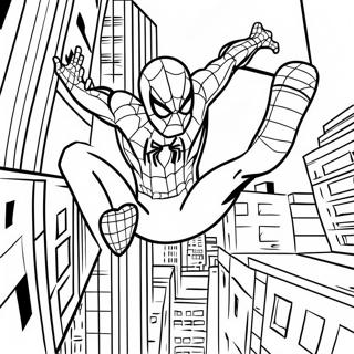 Pagina Para Colorear De Spider Man Balanceandose Por La Ciudad 19219-16067