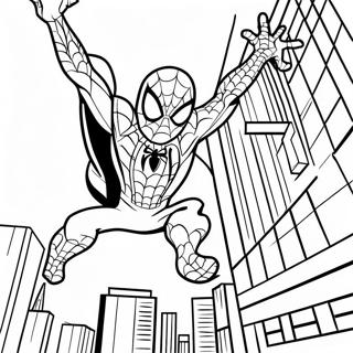 Pagina Para Colorear De Spider Man Balanceandose Por La Ciudad 19219-16068