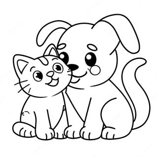 Pagina Para Colorear Cachorro Jugueton Y Gatito 19309-16138