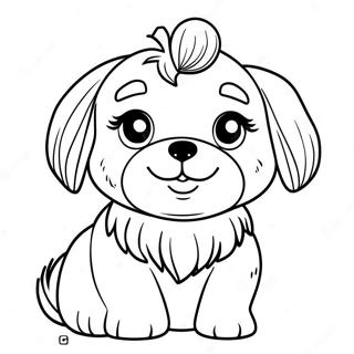 Pagina Para Colorear De Un Lindo Shih Tzu Jugando 19319-16145