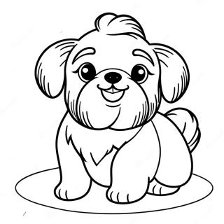 Pagina Para Colorear De Un Lindo Shih Tzu Jugando 19319-16146