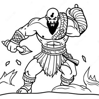 Pagina Para Colorear De Kratos En Pose De Batalla 19349-16170