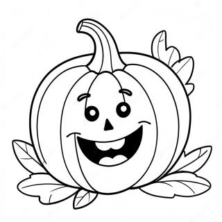 Pagina Para Colorear De Calabaza Sonriente Y Linda 19619-18346