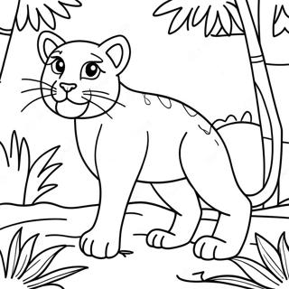 Pagina Para Colorear De Puma Jugueton En La Jungla 19679-18394