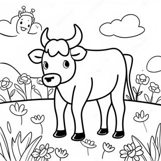 Pagina Para Colorear De Ferdinand El Toro En Un Campo De Flores 19759-18457