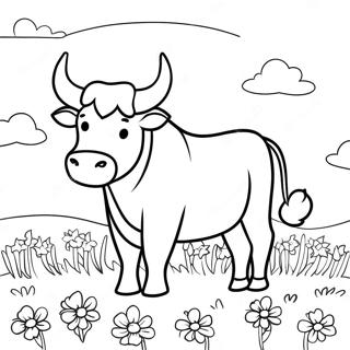 Pagina Para Colorear De Ferdinand El Toro En Un Campo De Flores 19759-18460