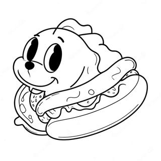 Pagina Para Colorear De Un Lindo Hot Dog De Dibujos Animados 19819-18507