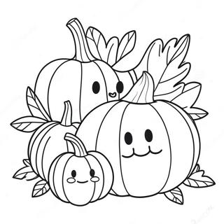 Pagina Para Colorear De Una Adorable Familia De Calabazas 20352-18905